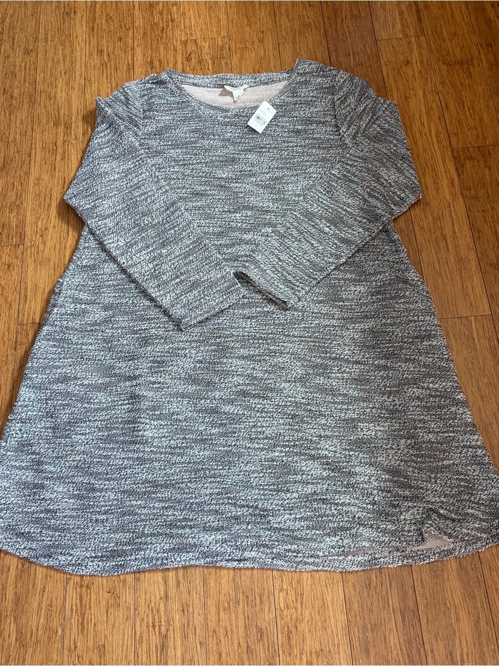 LOFT Heathered Gray Knit Midi Dress